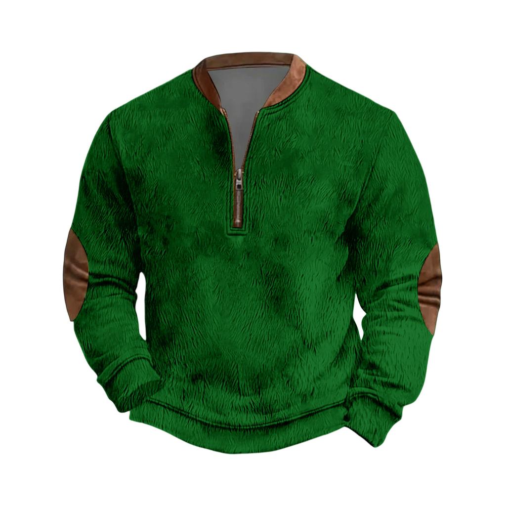 Mens Christmas Sweater Zip Up Sweatshirts Vintage Knit Graphic Sweatshirt Xmas Stand Collar Pullover