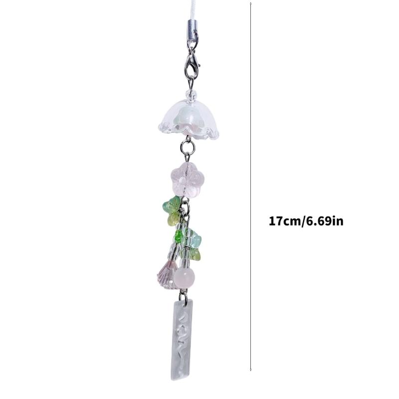Versatile Resin Jellyfish Wind Chime Phone Strap Accessory Beaded Craft Customizable Charm For Bags Cameras