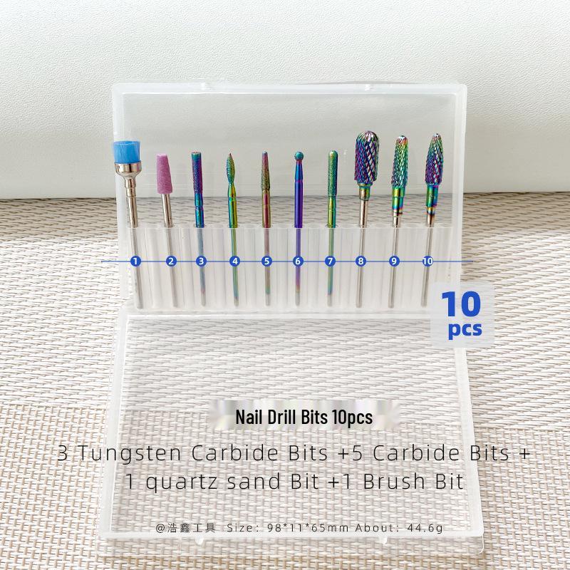 Tungsten Steel Nail Drill Set with Ceramic Grinding Heads for Cuticle Removal and Nail Polishing