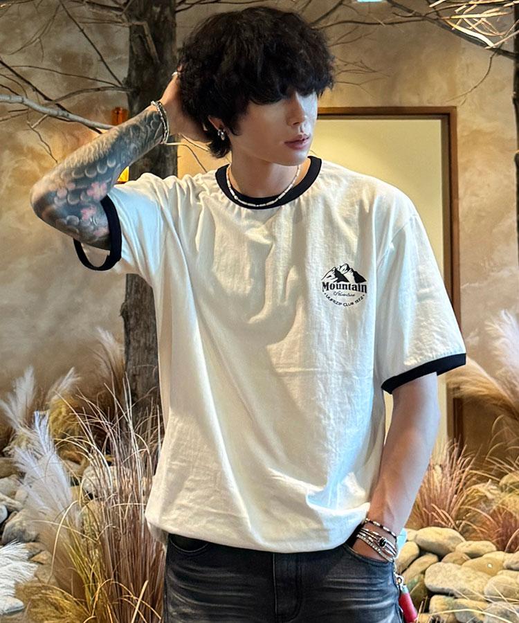 ULIFEZIP Mountain Club Oversized Ringer Short Sleeve T-Shirt 4 Colors [Ulze_3009]