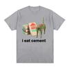 I Eat Cement Cursed Cat Funny Meme T Shirt for Women Fashion Casual Short Sleeve T Shirts Women T-shirt Tops