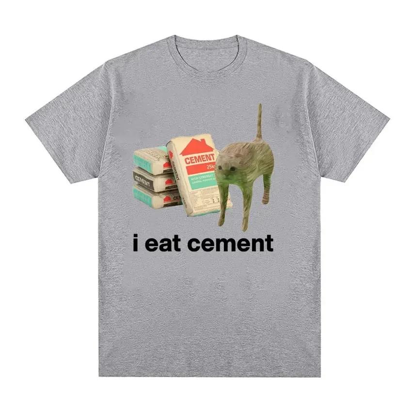 I Eat Cement Cursed Cat Funny Meme T Shirt for Women Fashion Casual Short Sleeve T Shirts Women T-shirt Tops