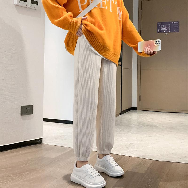 Women's Pure Cotton Plush Harem Sweatpants - Loose Cuffs, Slimming, Autumn/Winter 2024.