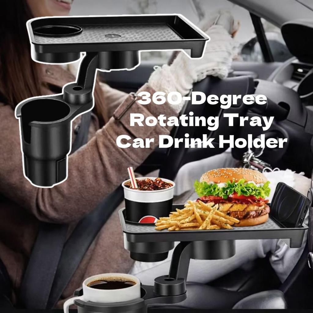 Solvanta Car Drink Holder with Easy Smartphone 28cm X 23cm X 23cm Tray, Multifunctional, Snack-Compatible, Non-Slip Design, Installation, Storage,