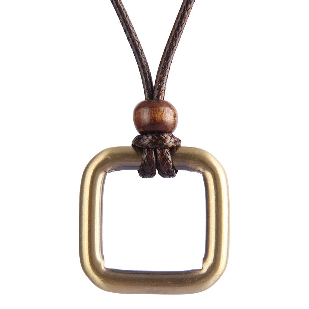 [Rockyu] Men's Necklace, Cord, Leather Ring, Stainless Steel, Stylish Pendant, Sweater, Long, Adjustable Cowhide Chain, Cool, New Year, Party, Fashion