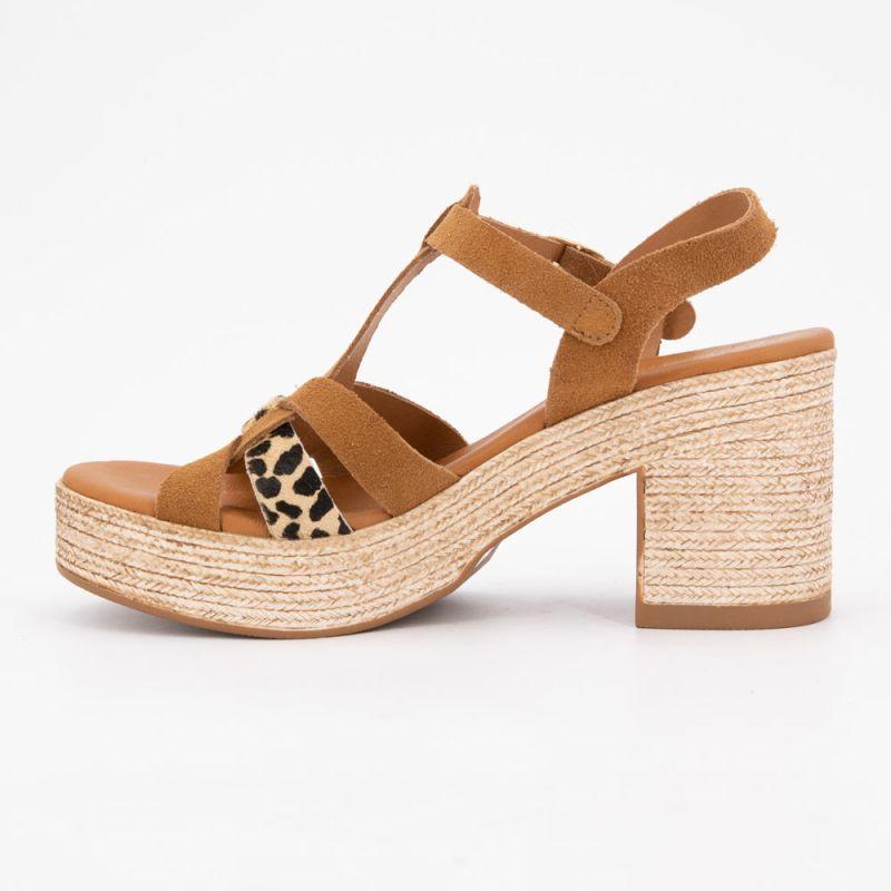 Sandales à talons imprimé léopard avec effet daim Femme CARLA TORTOSA