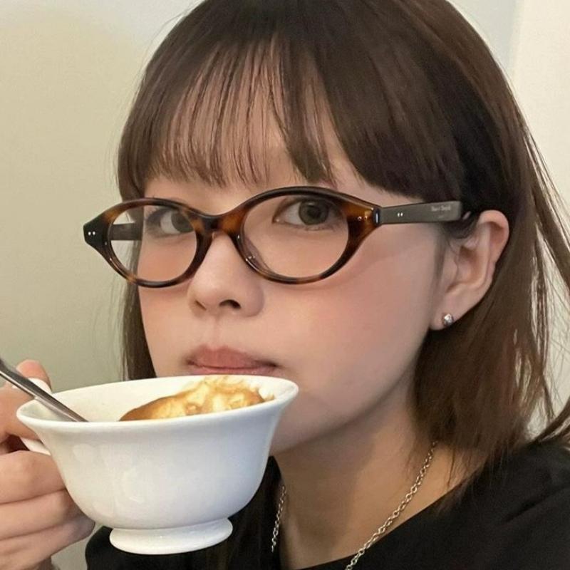 Retro Ovale Brille Damen Mädchen Y2K Rot Grün Rahmen Glas Brille Dekorativ Computer Anti-Blaulicht Brille mit Seaside Driving