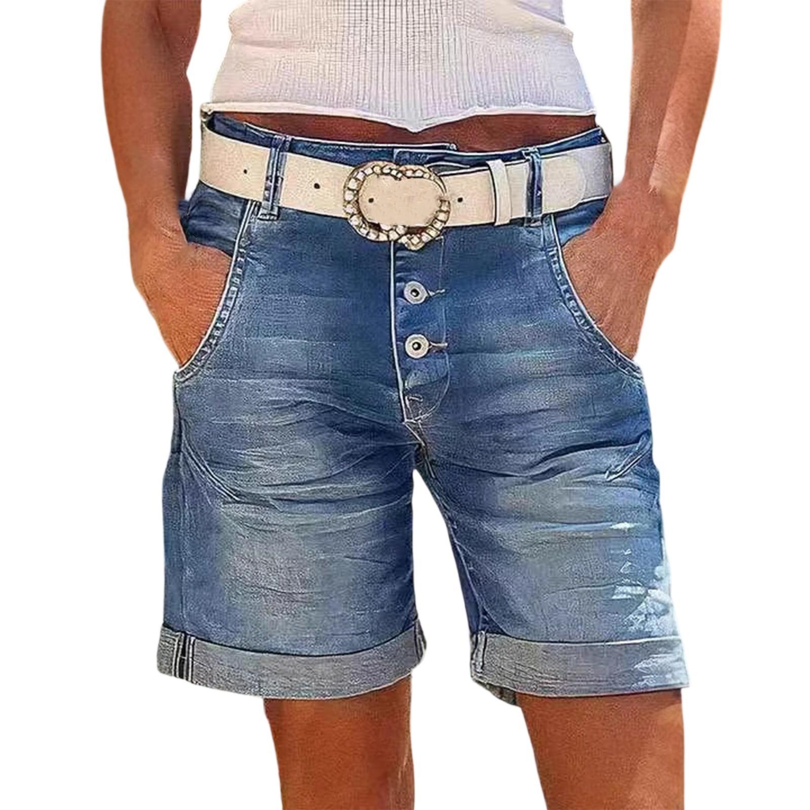 Women s Denim Versatile High Waist Fashionable Shorts S
