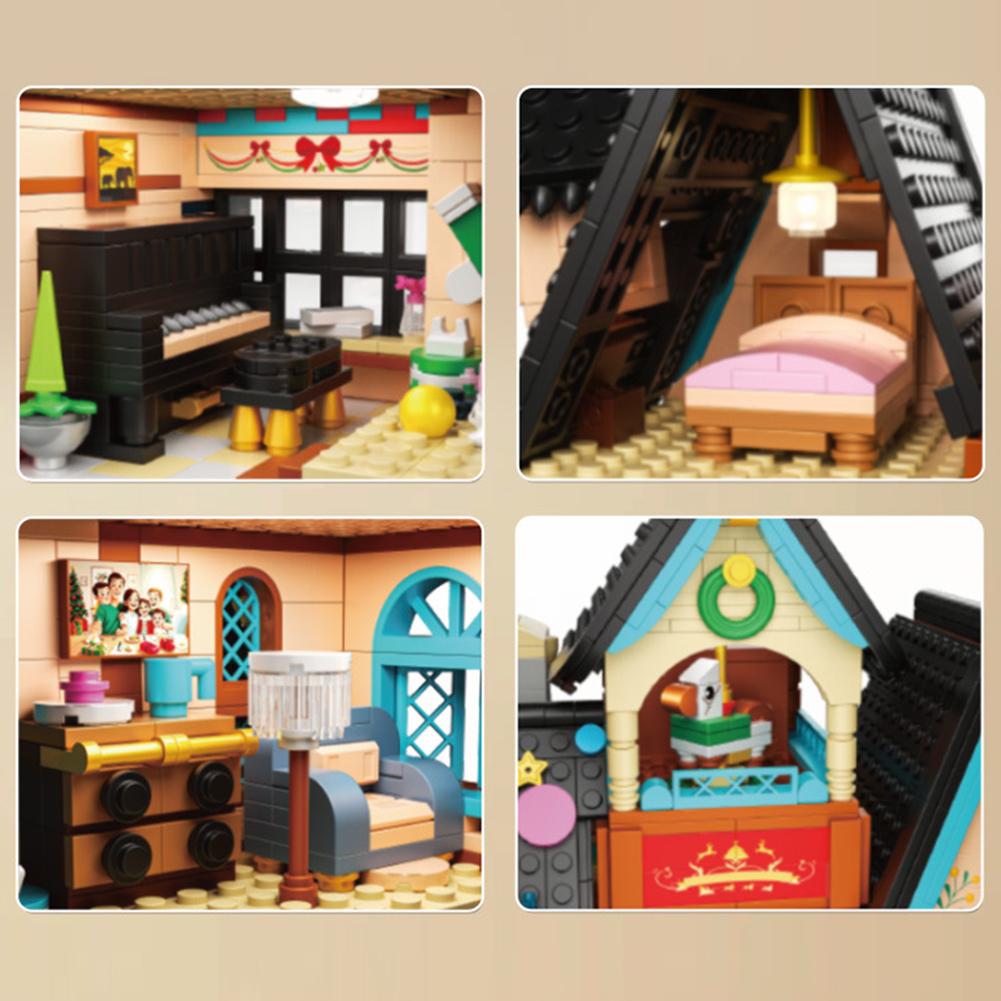 1348pcs House Building Blocks Starry Cottage City Street View Building Bricks With Light Gifts For Boys Girls