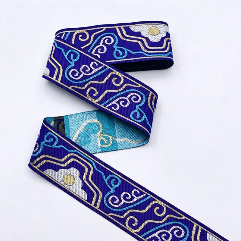 1.7M Long Embroidery Patches Cloud Pattern Fabric Ribbon Sewing Trim For Handmade Costume Curtain Sewing Embellishments