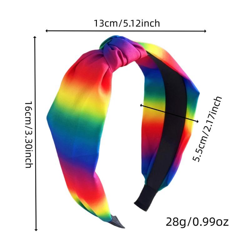 1pc Rainbow Wide Knotted Headband for Women, Soft Stretchy Fabric, Gradient Color for Spring Summer, Beach, Festival, Daily