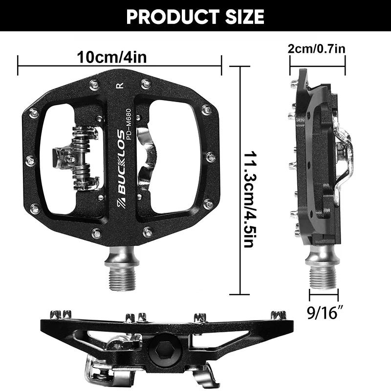 BUCKLOS MTB Pedal for SPD System Bicycle Mixed Pedal Mountain Bike Self-locking Pedals Aluminum Alloy MTB Bike Clipless Pedals