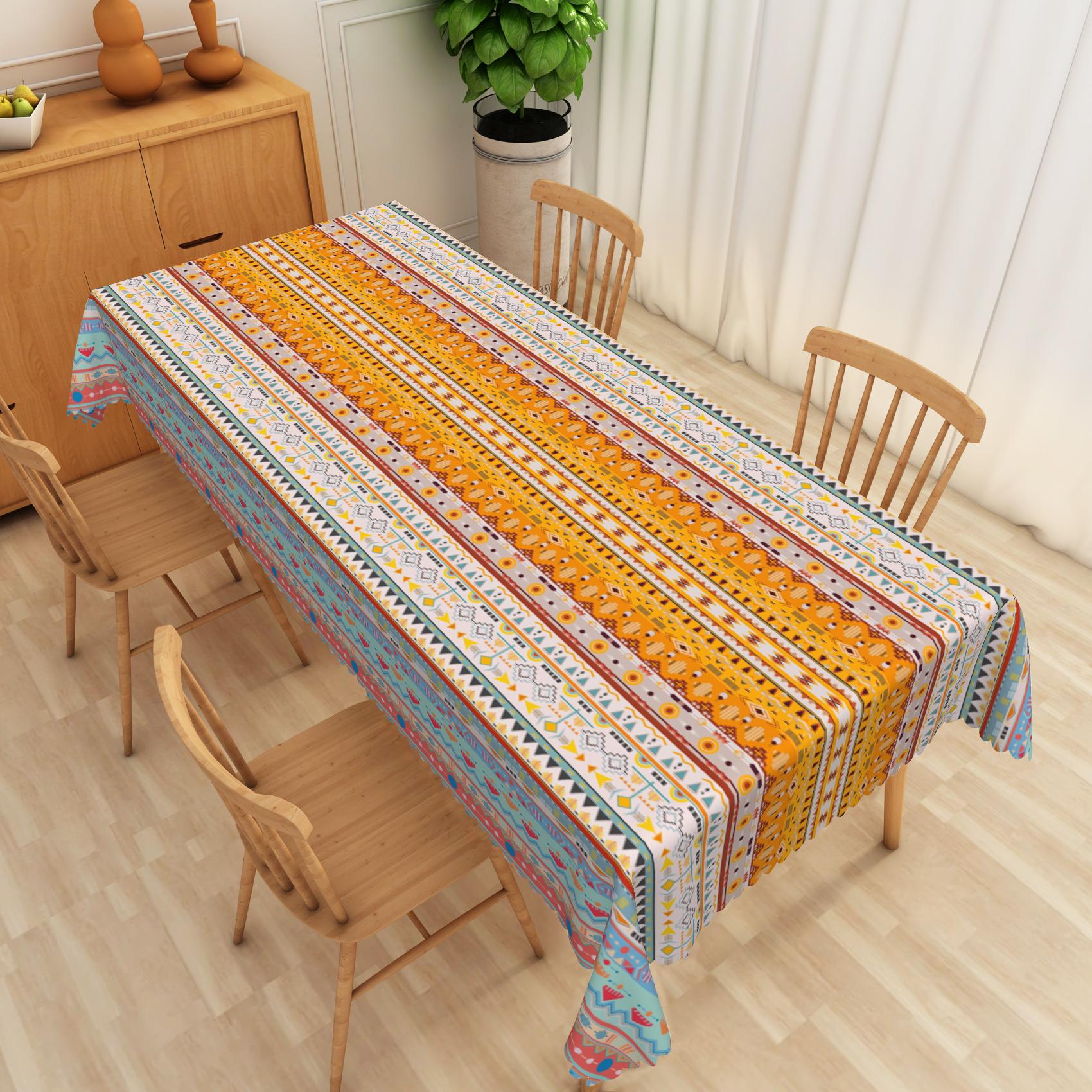 Bohemian Mandala Tafelkleed Etnisch Geometrisch Print Rechthoekig Afwasbaar Tafelkleed Hippie Design voor Eetkamer Keuken Feest 90x140cm