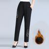 Elderly Cotton Pants Women's Winter Grandma Wear Outer Wear Fleece Thickened Mother Fattened Enlarged Elastic High Waist Middle and Old Women's Pants