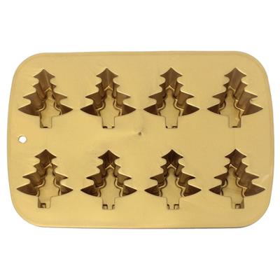 [Q4397] - Gold 'Fir Trees' Silicone Mold - 26x17x3 Cm (8 Fir Trees)