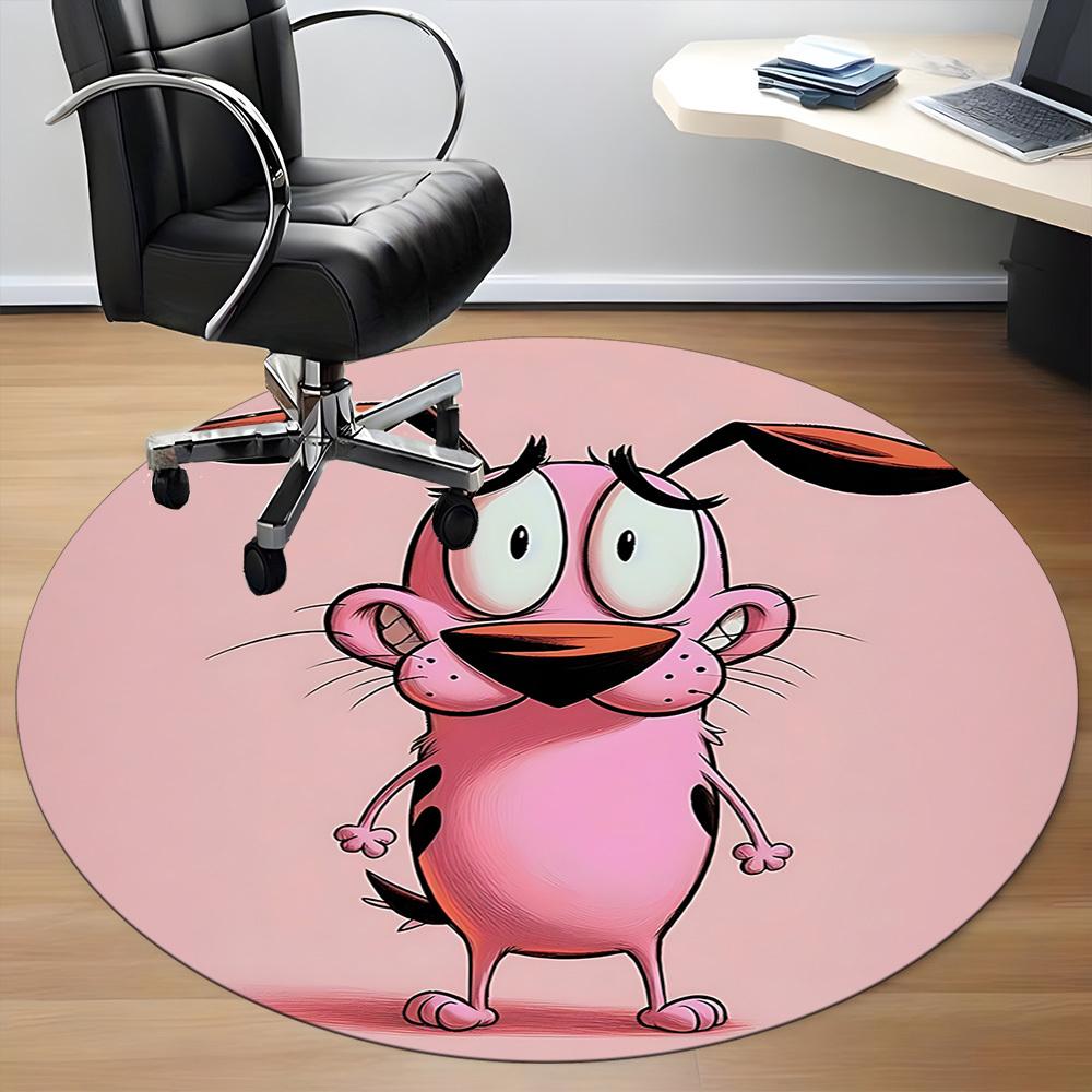 1pc Courage the Cowardly Dog Office Round Area Rug,Bedroom Living Room Home Decor, Room Deco a1016089