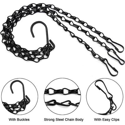 4pcs Hanging Basket Chains 14" Black Hooks Flower Pot Chain Replacement Plant Hangers
