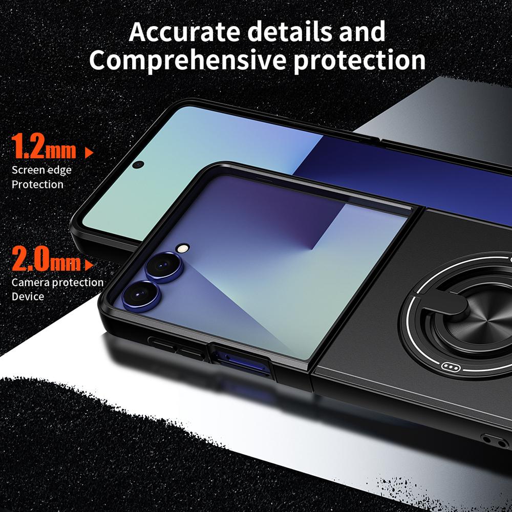 KEYSION Magnetic Phone Case for Samsung Z Flip 8 7 FE 6 5 Silicone+PC 360°Ring Stand Shockproof Cover for Galaxy Z Flip 5 6 7 8