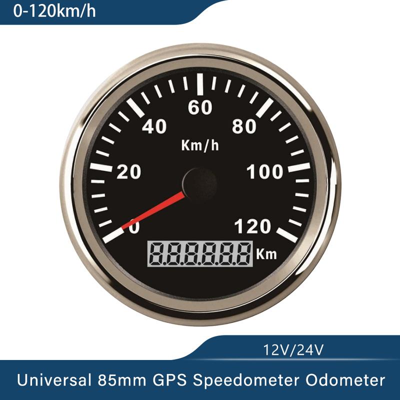 Universal 85mm GPS Speedometer Gauge 120km/h 200km/h for Car Truck Boats Motor Auto with Red Backlight 12V 24V With GPS Antenna
