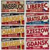 Paesi Bassi BELGIO AUSTRIA CECHIA POLONIA Targa Landmark Città Segno in Metallo Decorativo Targa per Veicoli Man Cave Bar Decorazione da Parete