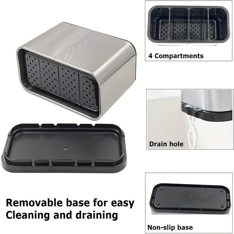 Organizator pentru Tacâmuri din Oțel Inoxidabil - Organizator pentru Cuțite de Bucătărie, Bețișoare, Cuțite, Furculițe, Linguri și Ustensile de Gătit, Compartimentat pentru Economisirea Spațiului