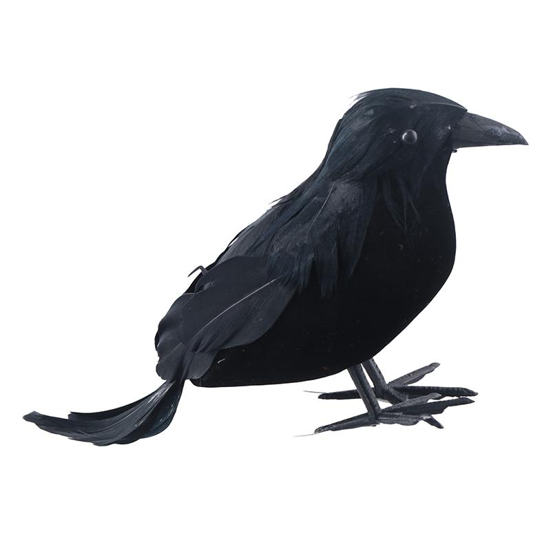 Halloween Corvo Nero Puntelli Realistico Corvo Spettrale Piumato Corvi Decorazione Casa