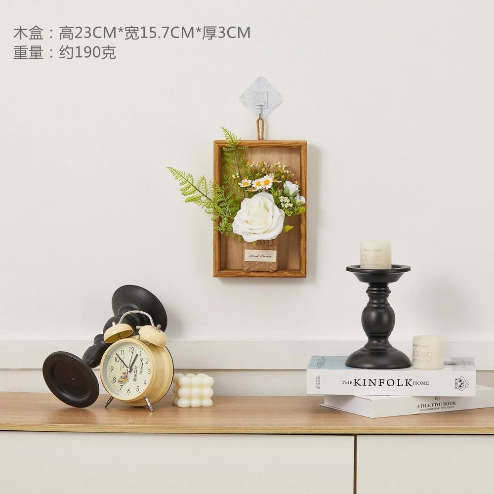 Retro Wall Decoration Pendant Wall Mounted Wooden Flower Box Simulated Flower Pendant Wall Accents Decoration Crafts