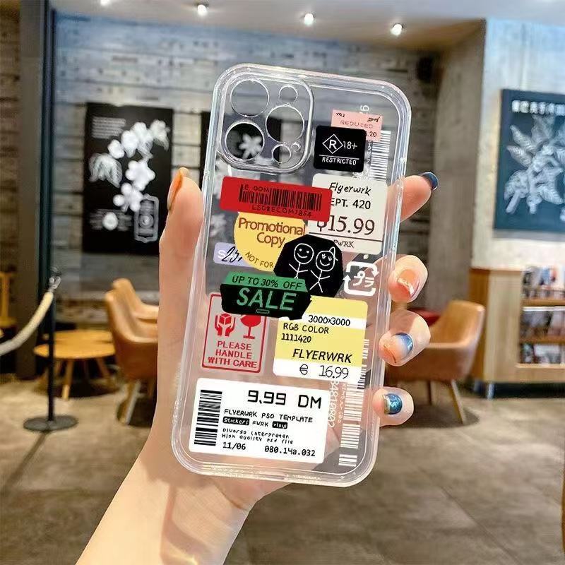 English label applicable iphone17promax mobile phone case transparent apple 15 anti-drop 14pro Europe and America 13/16