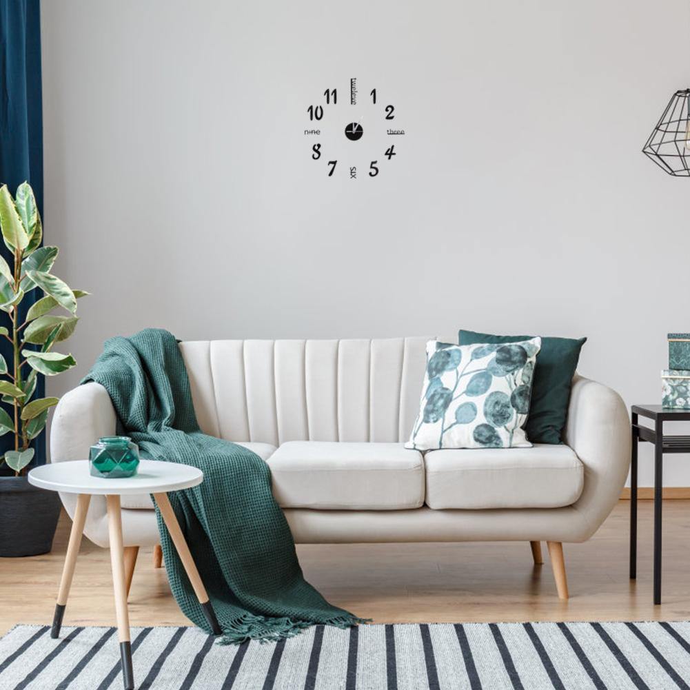 Wall Sticker Digital Clock Stickers Wall Clock DIY 3D Decorative Wall Clock for Home Black