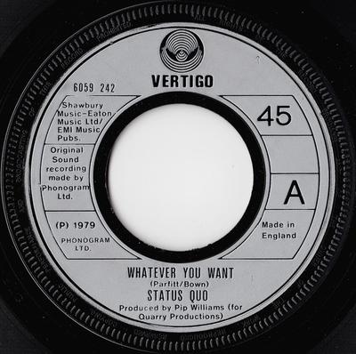 7inch Record STATUS QUO - Whatever You Want 6059242 Vertigo 1979 UK Rock Used