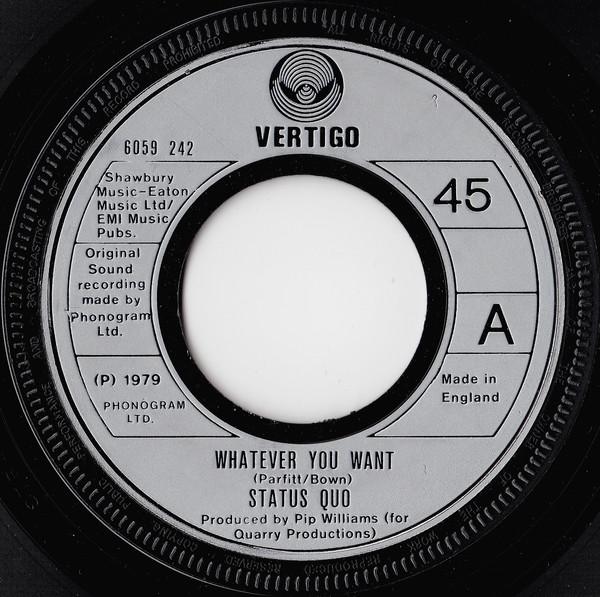 

7inch Record STATUS QUO - Whatever You Want 6059242 Vertigo 1979 UK Rock Used