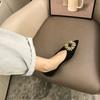 Fashion Flat Shoes for Women 2025 Spring and Autumn New Suede Diamond Pointed Casual Plus Size Women's Shoes 43 44 Ladies Loafers Women