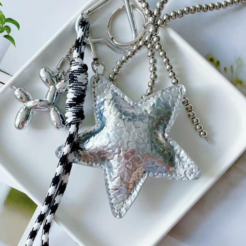 Crinkle Star Bag Charm Keychain Accessory With Sturdy Metal Hook for Purse Backpack Decoration
