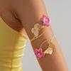 Twist Line Cuff Bangle for Women Pearl Bohemian Bracelet Fashion Flower Butterfly Arm Cuff  Summer