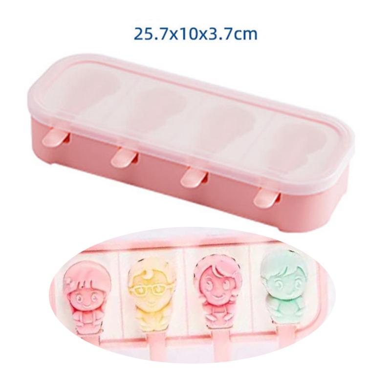 Cartoon Space Rocket Astronaut Ice Cream Silicone Mold With Lid Family Popsicle Ice Cube Tray Mold Cheese Kitchen Accessories