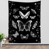 LB Butterfly Tapestry Wall Hanging Black and White Ect Moth Wall Tapestry for Bedroom Goth Black Aesthetic Wall Art for Living Room College Dorm
