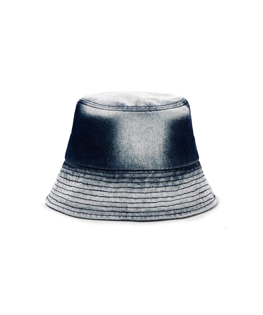 Bajal Vz Label Bleach Washed Denim Bucket Hat Indigo