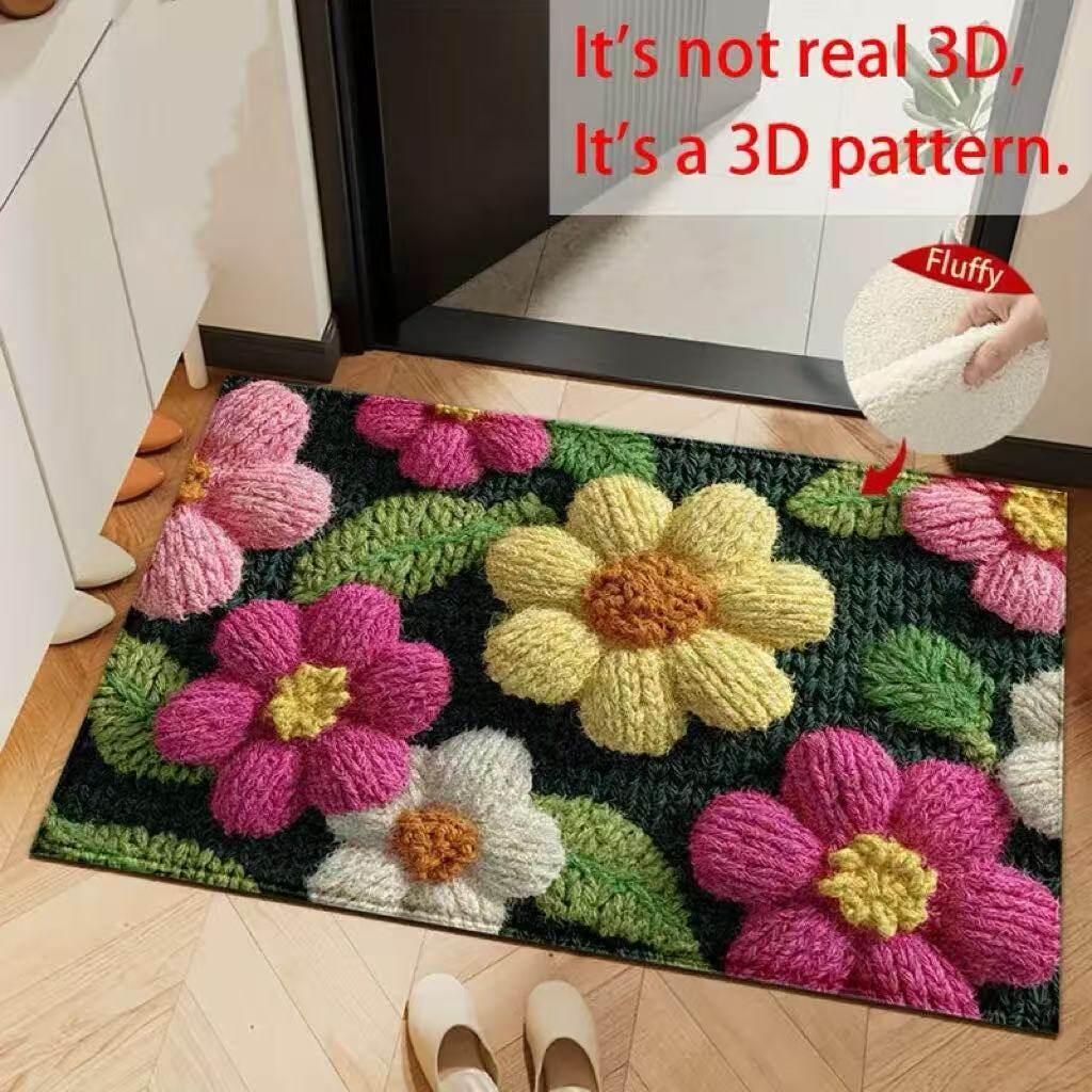 Vivid 3D Flower Fruit Anti Slip Absorbent Rug Welcome Doormat For Bathroom Bedroom Front Door Farmhouse Cute Home Decor