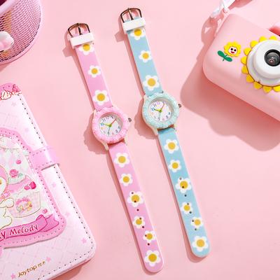 Novo Relógio de Quartzo Infantil de Desenho Animado com Flor Relógio de Brinquedo Criativo Fofo para Meninos e Meninas do Ensino Fundamental Relógio