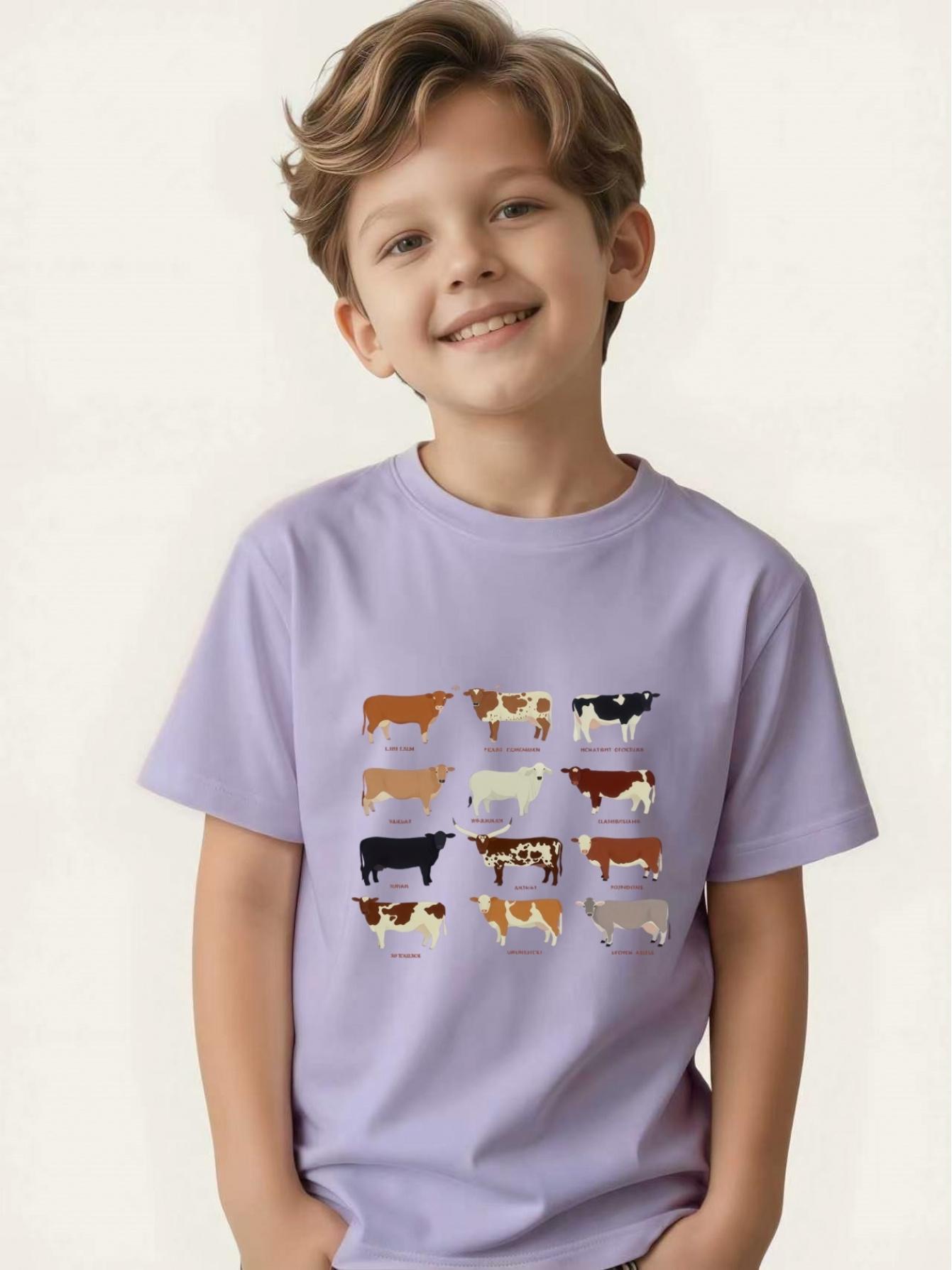 Children s T-shirt boys and girls farm animal popular science printed short-sleeved non-colliding style 100