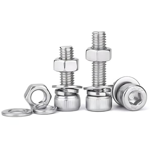 Stainless Steel Hex Socket Head Bolt M8 Fully Threaded Screw Bolt Nut Flat Lock Washer Kit (M8x20mm 5-Pack)