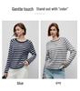 Women's 2026 Spring/Autumn Round Neck 100% Cashmere Knit Outerwear with Striped Letter Design.