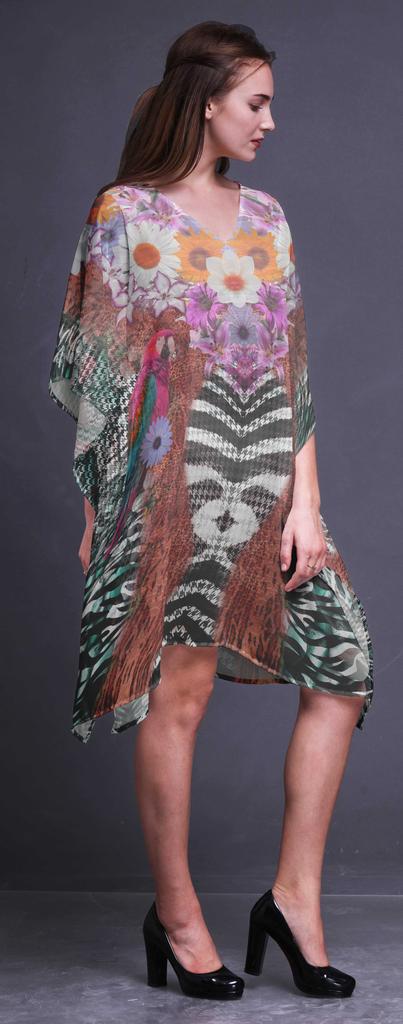 Phagun Damen Kaftan Urlaubs-Loungewear Midi-Kleid Strandüberwurf-4X-5X