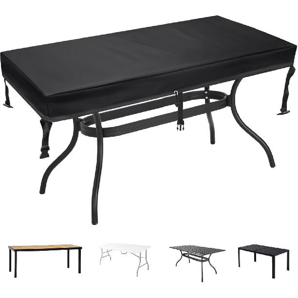 Rectangular Patio Table Cover - Waterproof Anti-UV Outdoor Dining Table Cover - Outdoor Patio Furniture Cover 75" L X 40" W X 6" H