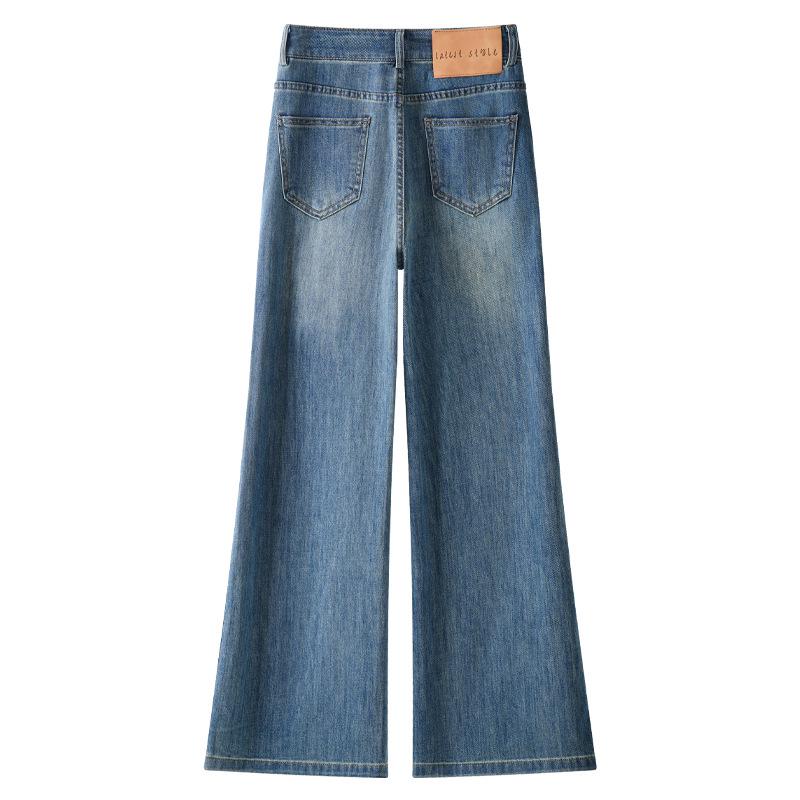 Women's Retro Blue High Waist Wide Leg Jeans - Spring 2025 Collection