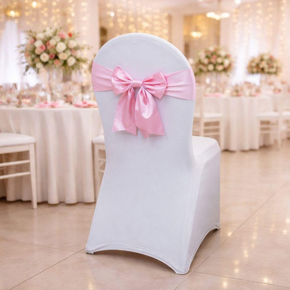 Elastic Band Chair Back Bow Decorative Belt Bows Satin Chair Sashes Home Decor Supplies