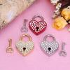 Mini Heart Archaize Padlocks With for Key Metal for Wish Lock Jewelry Box Diamonds Decorative Padlock for Lovers, Girls,