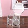 Hexagon Transparent Glass Storage Box Jewelry Ring Earring Beads Coins Display Case Keepsake Organizer Tabletop Container