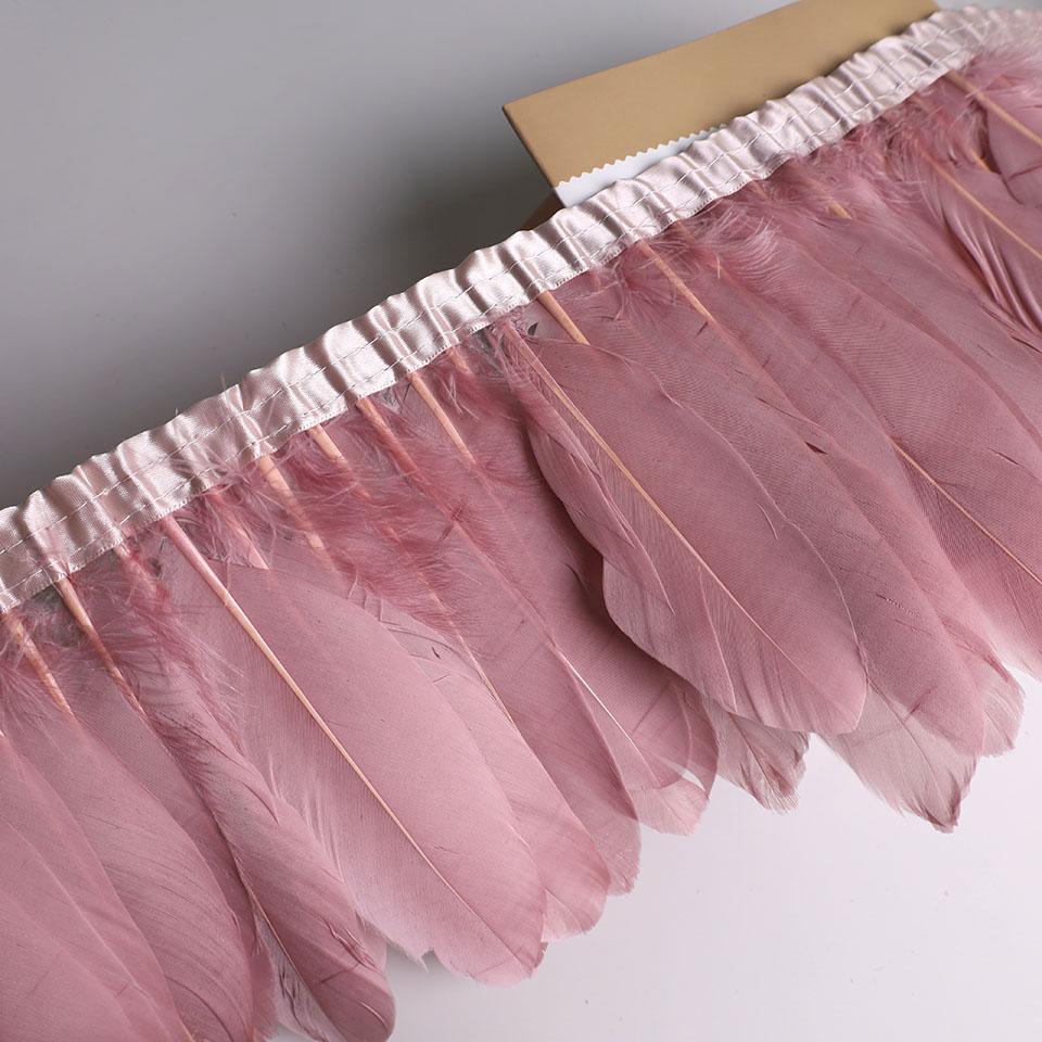 Feather10Meters Goose Feather Fringe Ribbon Handicraft Accessories White Swan Feathers Trims Carnival Plumas Dress Decoration