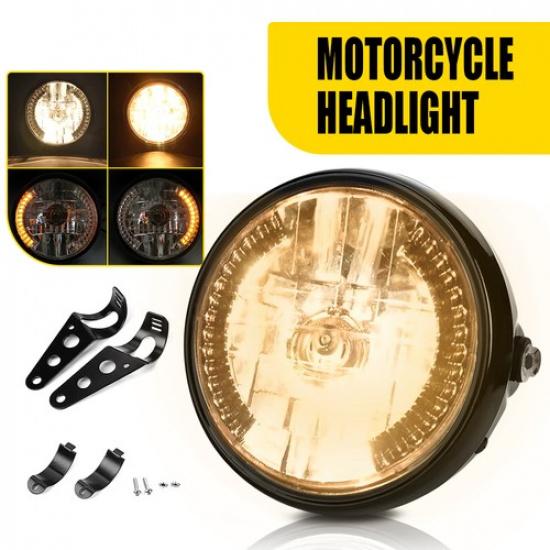 Universal 7  Motorcycle Headlight Amber LED Turn Indicators Signal W/ Bracket US